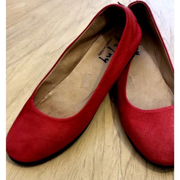 French Sole Holiday RED Ballet Flats Sparkle Ballerina Suede Italy Dorthy OZ 9.5 - Picture 3 of 16